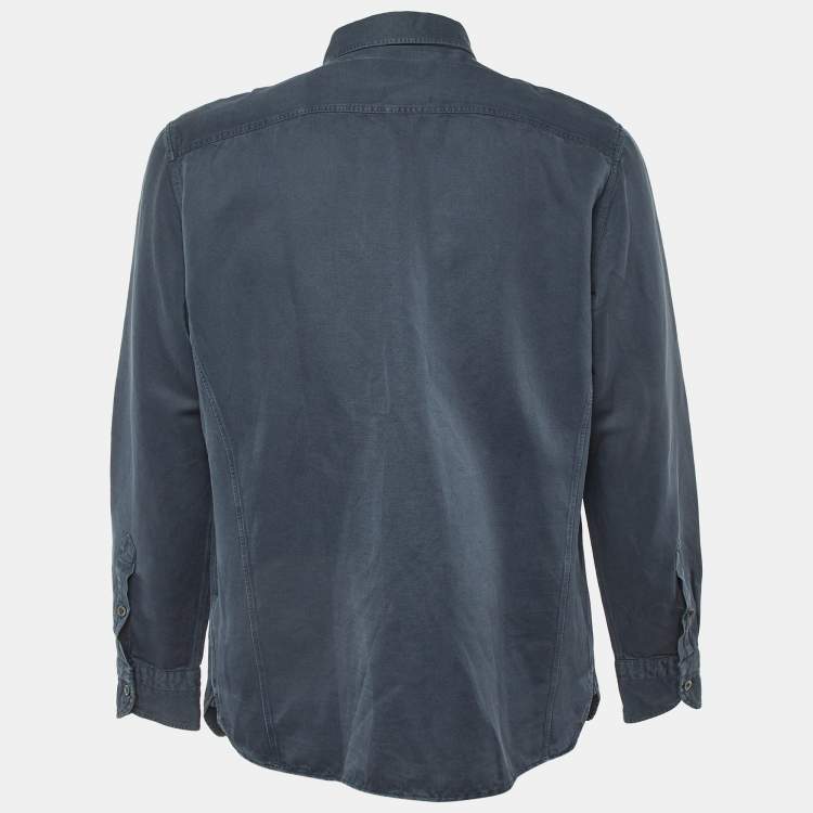Pre Owned Tom Ford Blue Linen Blend Button Front Shirt XXXL
