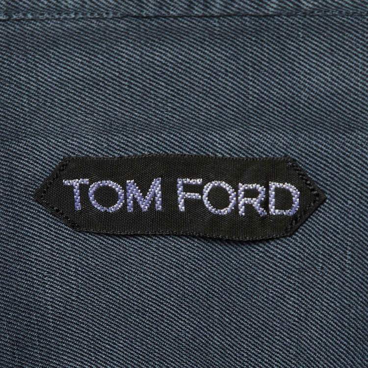 Pre Owned Tom Ford Blue Linen Blend Button Front Shirt XXXL
