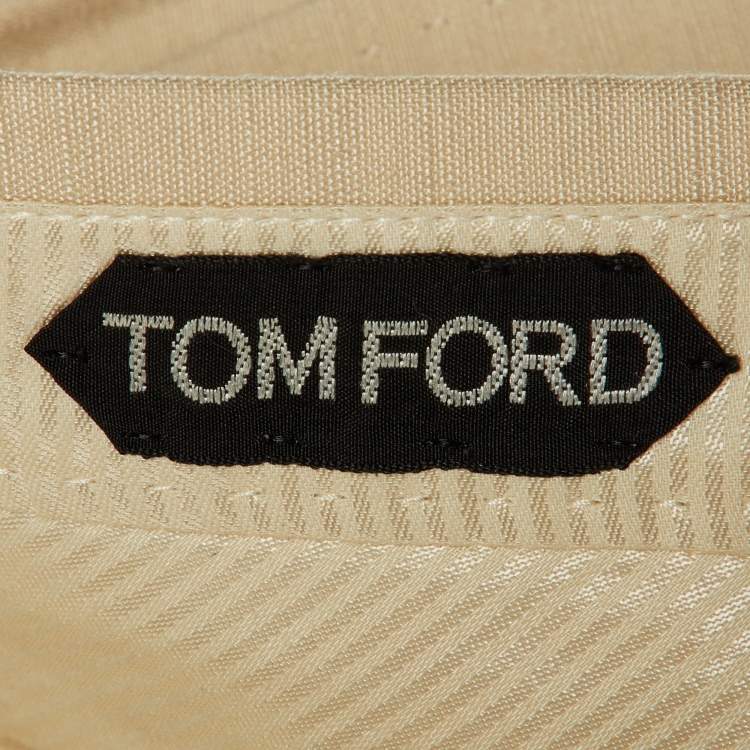 Pre Owned Tom Ford Cream Silk Tailored Buckle Detail Trousers XXXL