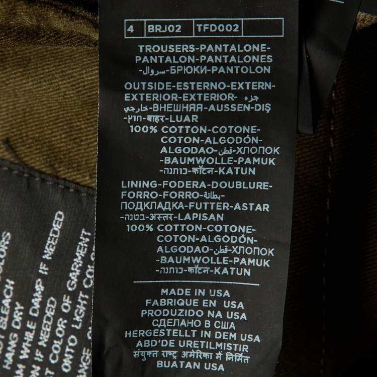 Pre Owned Tom Ford Khaki Green Denim Straight Leg Jeans XL Waist 36"