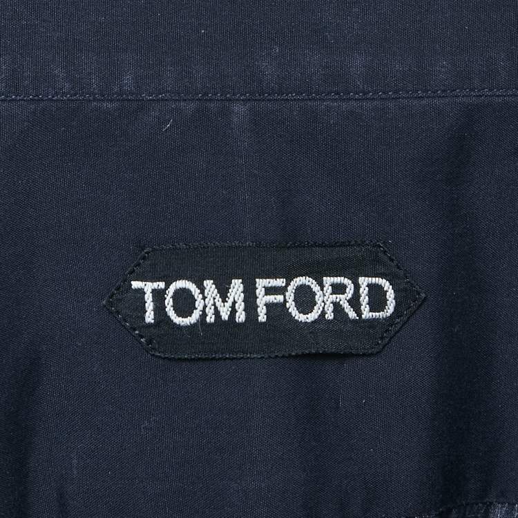 Pre Owned Tom Ford Navy Blue Cotton Shirt M