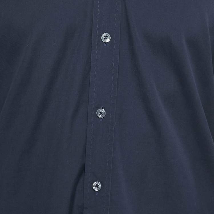 Pre Owned Tom Ford Navy Blue Cotton Shirt M