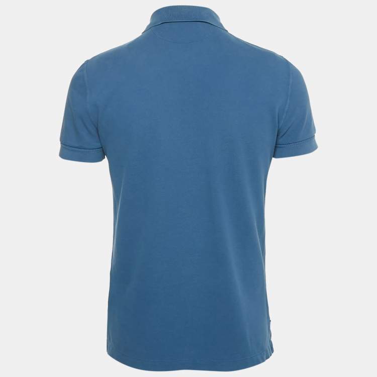 Pre Owned Tom Ford Blue Pique Cotton Polo T-Shirt S