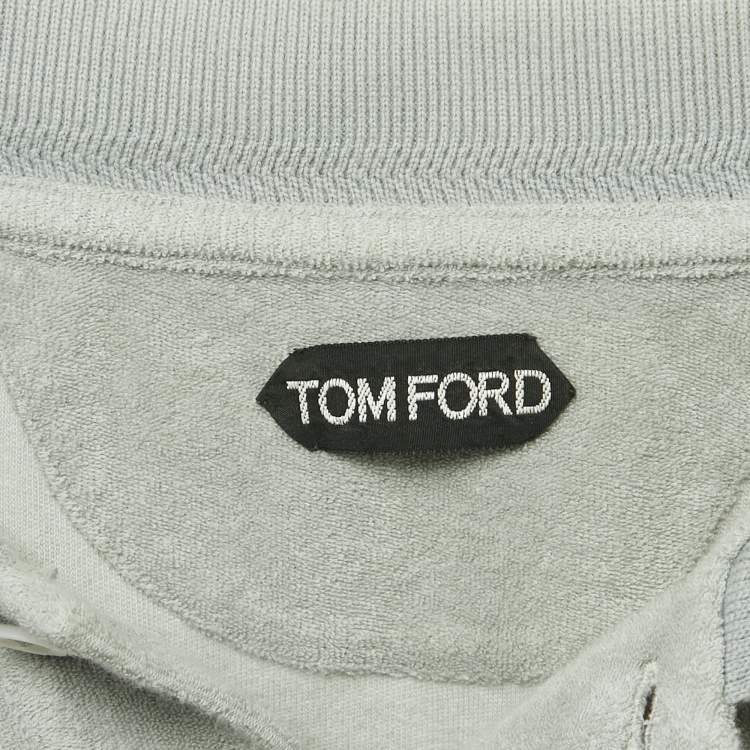مملوكة مسبقًا Tom Ford Light Blue Terry Cotton Polo T-Shirt S