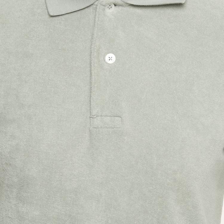 مملوكة مسبقًا Tom Ford Light Blue Terry Cotton Polo T-Shirt S