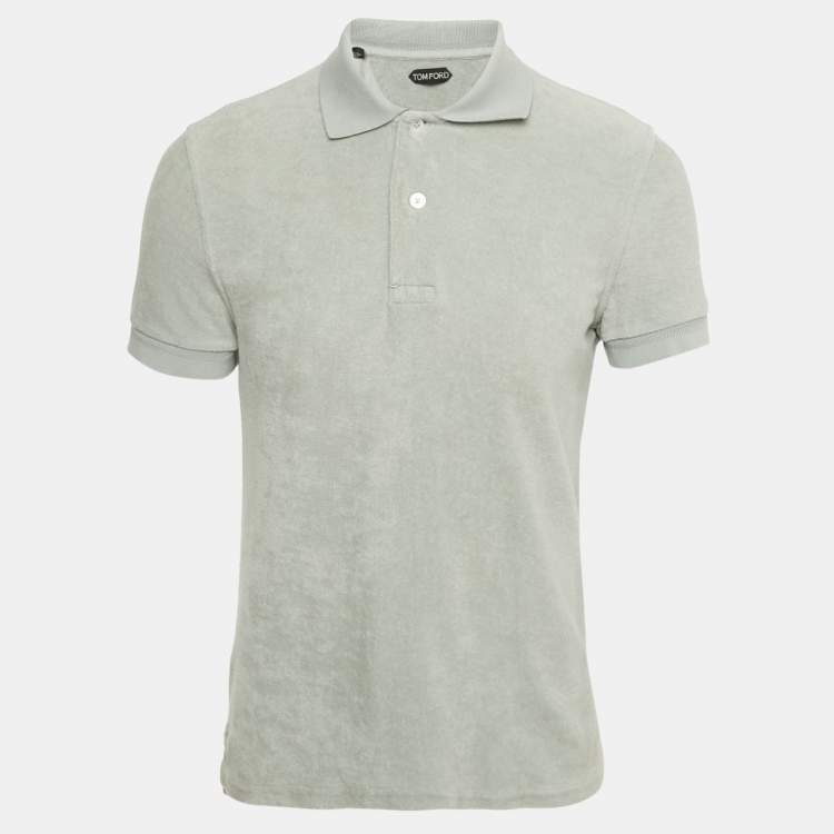 مملوكة مسبقًا Tom Ford Light Blue Terry Cotton Polo T-Shirt S