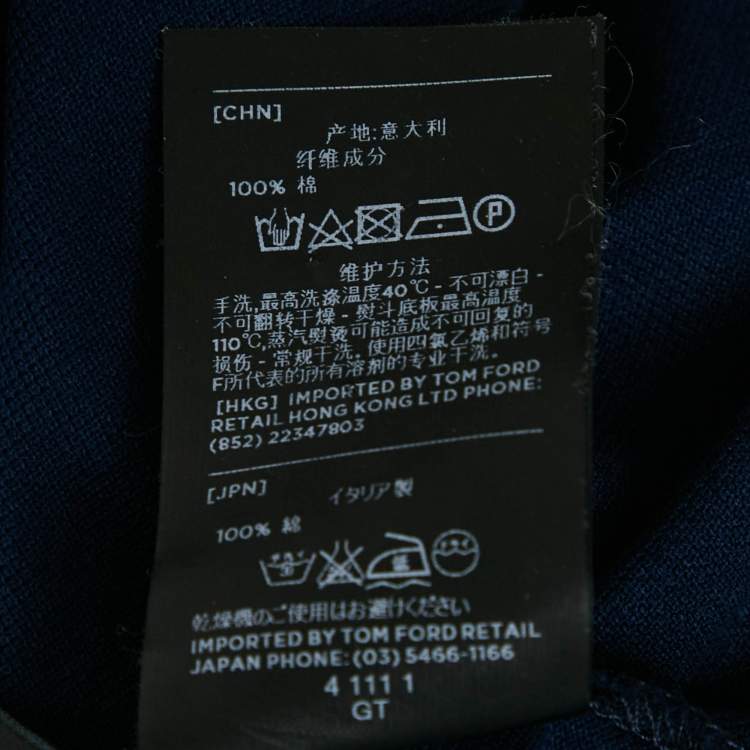 Pre Owned Tom Ford Blue Cotton Pique Polo T-Shirt S