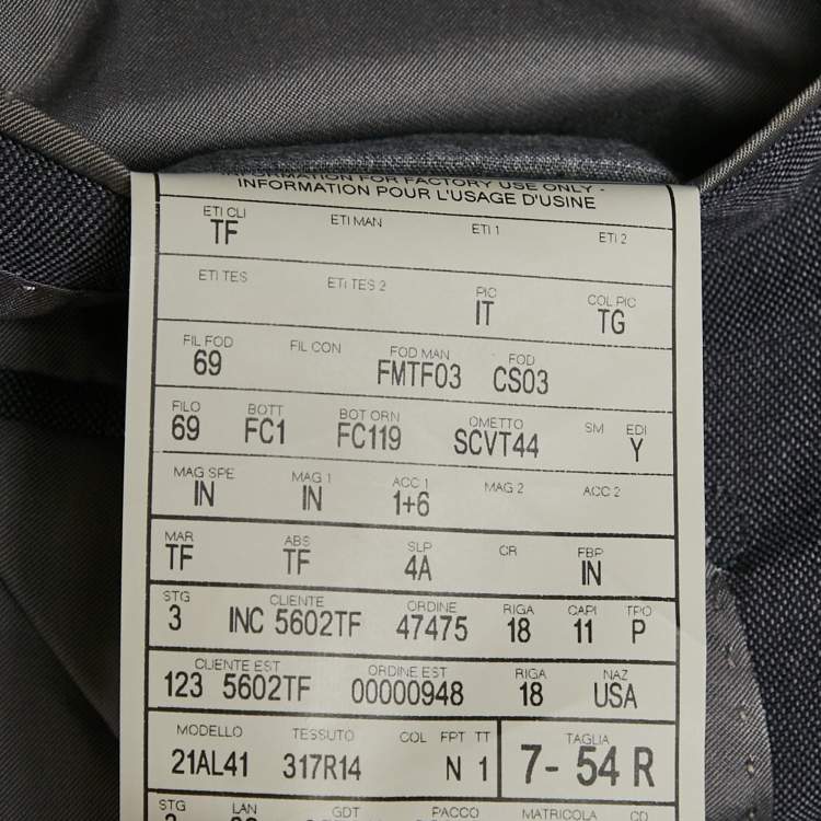 Pre Owned Tom ford Grey Wool Blend Single Breasted Blazer XXL