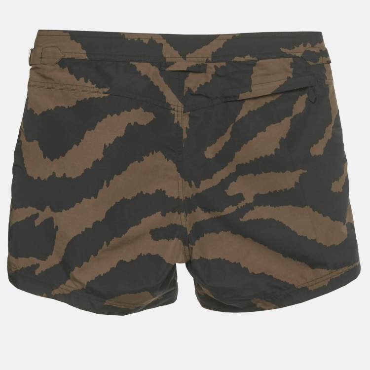 Pre Owned Tom Ford Brown Animal Print Synthetic Swim Shorts S