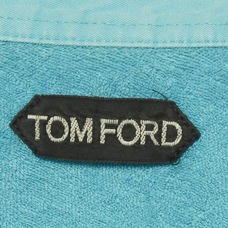 Pre Owned Tom Ford Aqua Blue Terry Polo T-Shirt L 