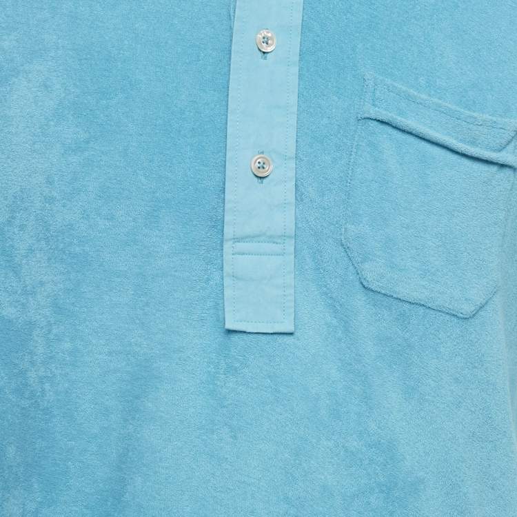 Pre Owned Tom Ford Aqua Blue Terry Polo T-Shirt L 