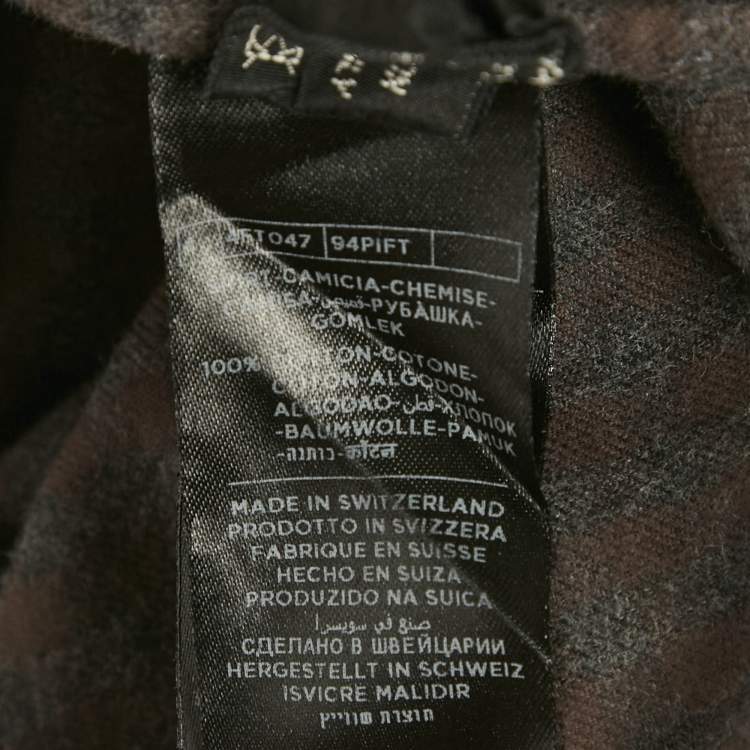 Pre Owned Tom Ford Grey /Brown Checked Cotton Full Sleeve Shirt M