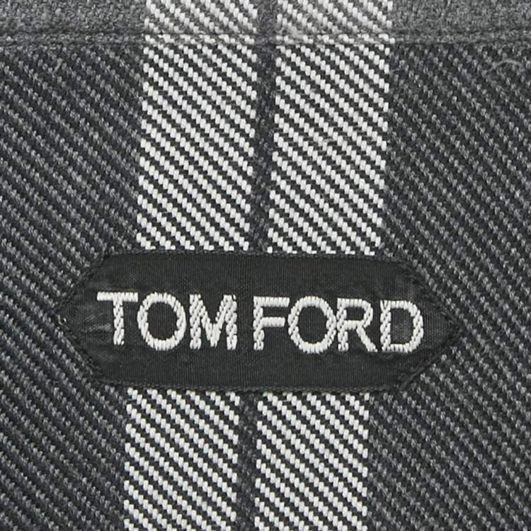 Pre Owned Tom Ford Grey Plaid Cotton Button Front Shirt M