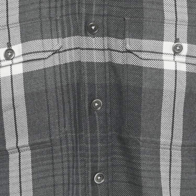 Pre Owned Tom Ford Grey Plaid Cotton Button Front Shirt M