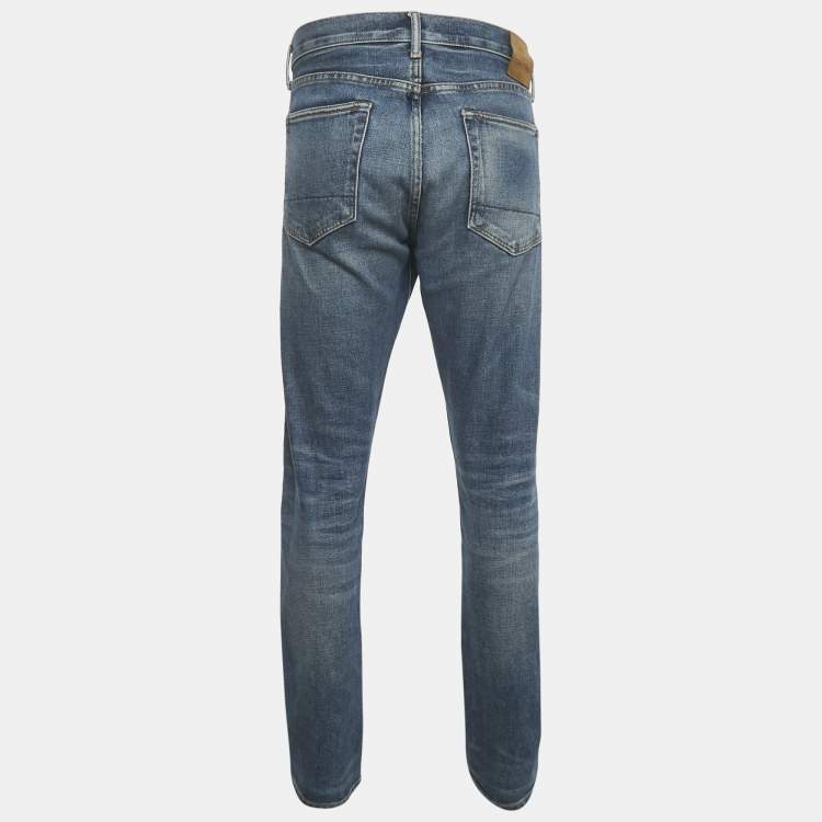 مملوكة مسبقًا Tom Ford Blue Washed Denim Slim Fit Jeans XL Waist 39"