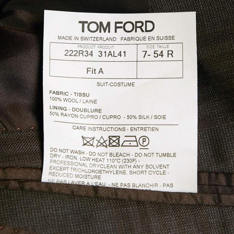 Pre Owned Tom Ford Brown Checkered Wool Single Breasted Blazer XXL 