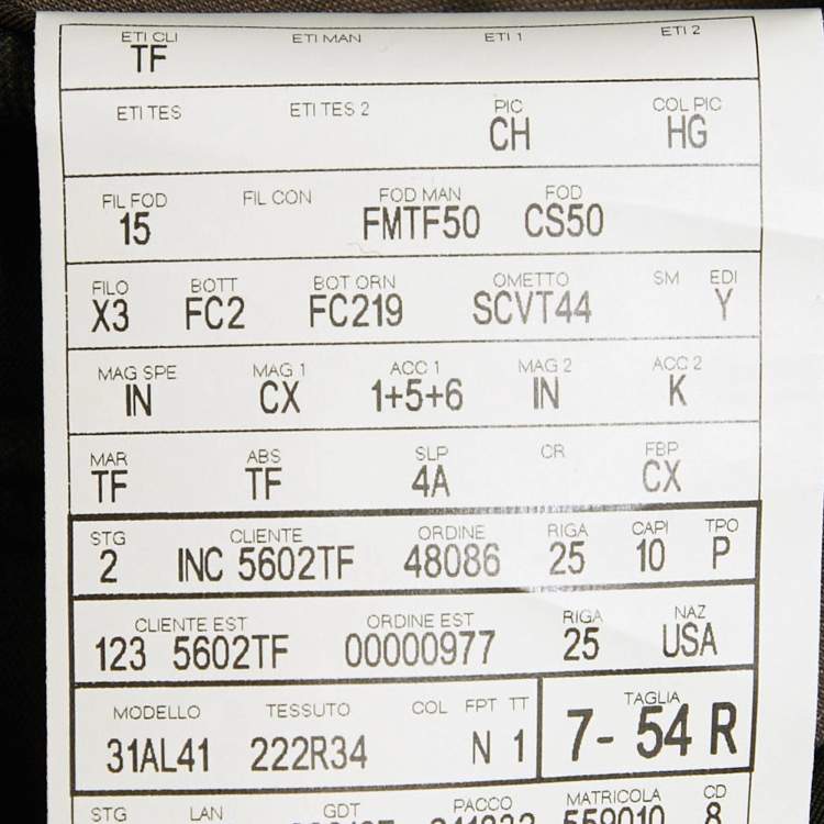 Pre Owned Tom Ford Brown Checkered Wool Single Breasted Blazer XXL 