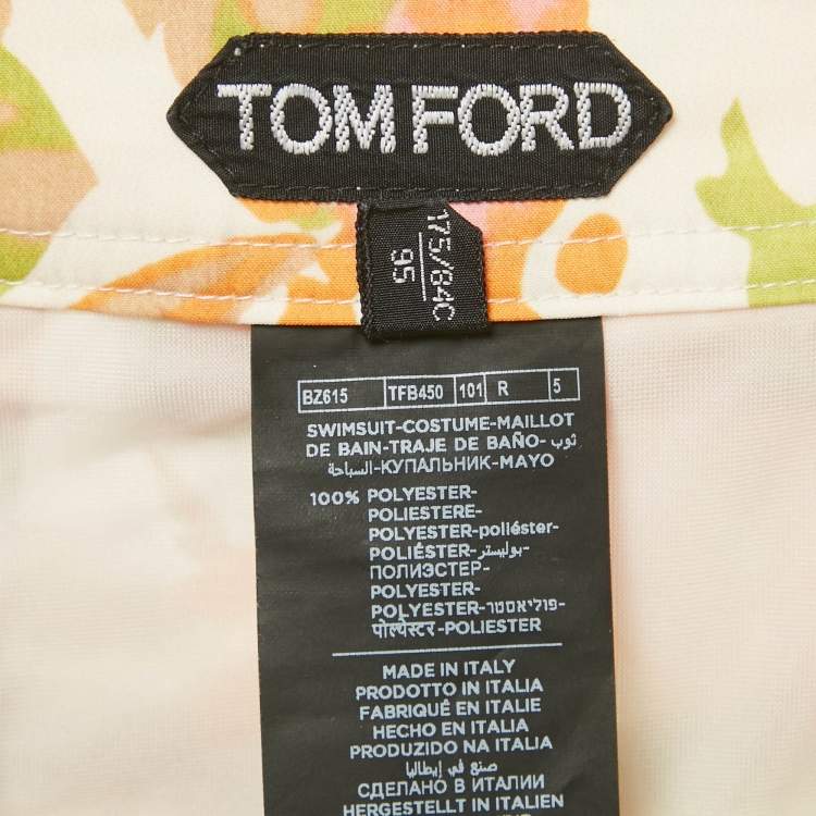 مملوكة مسبقًا Tom Ford Orange Floral Print Synthetic Swim Shorts M