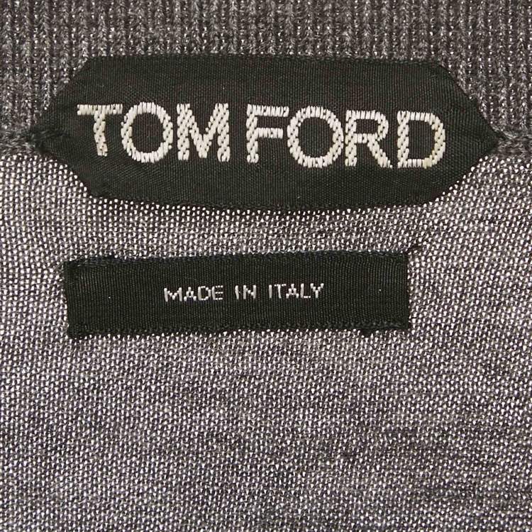 Pre Owned Tom Ford Grey Wool Knit Crewneck Sweater L