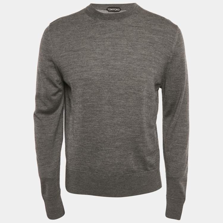 Pre Owned Tom Ford Grey Wool Knit Crewneck Sweater L