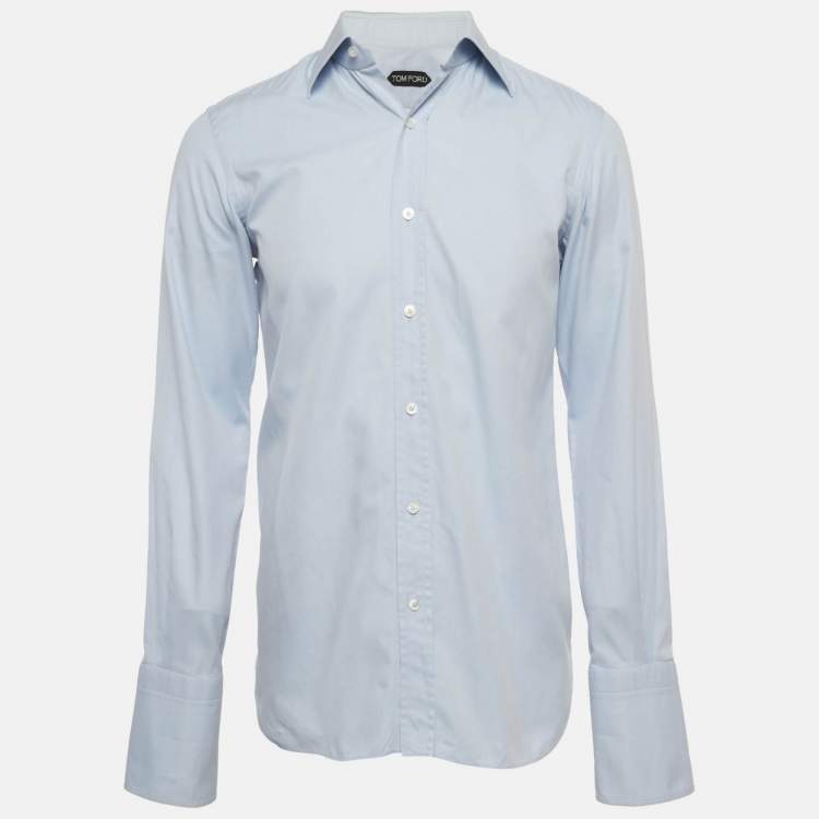 Pre Owned Tom Ford Blue Cotton Button Front Shirt S