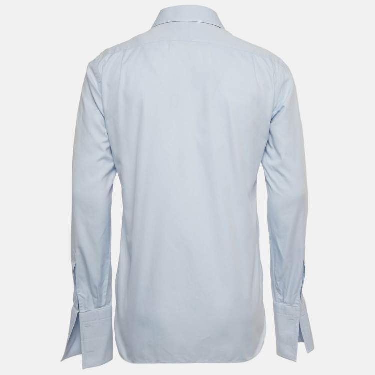 Pre Owned Tom Ford Blue Cotton Button Front Shirt S