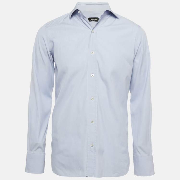 Pre Owned Tom Ford Blue Cotton Button Front Shirt M