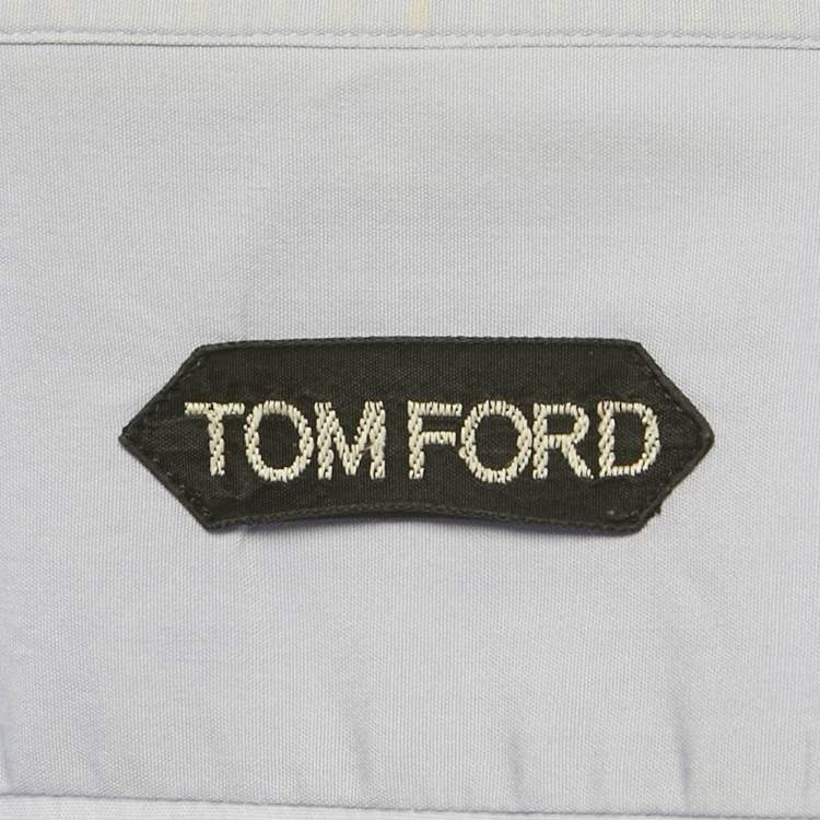 Pre Owned Tom Ford Blue Cotton Button Front Shirt M