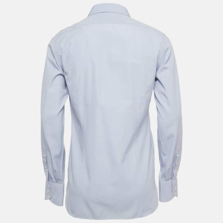 Pre Owned Tom Ford Blue Cotton Button Front Shirt M