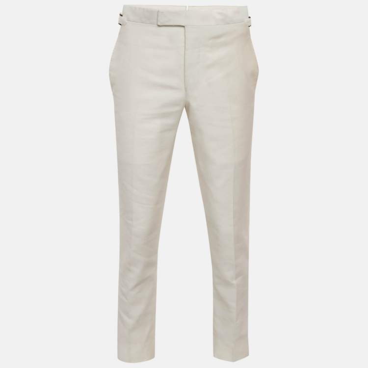 Pre Owned Tom Ford White Cotton Blend Regular Fit Trousers S