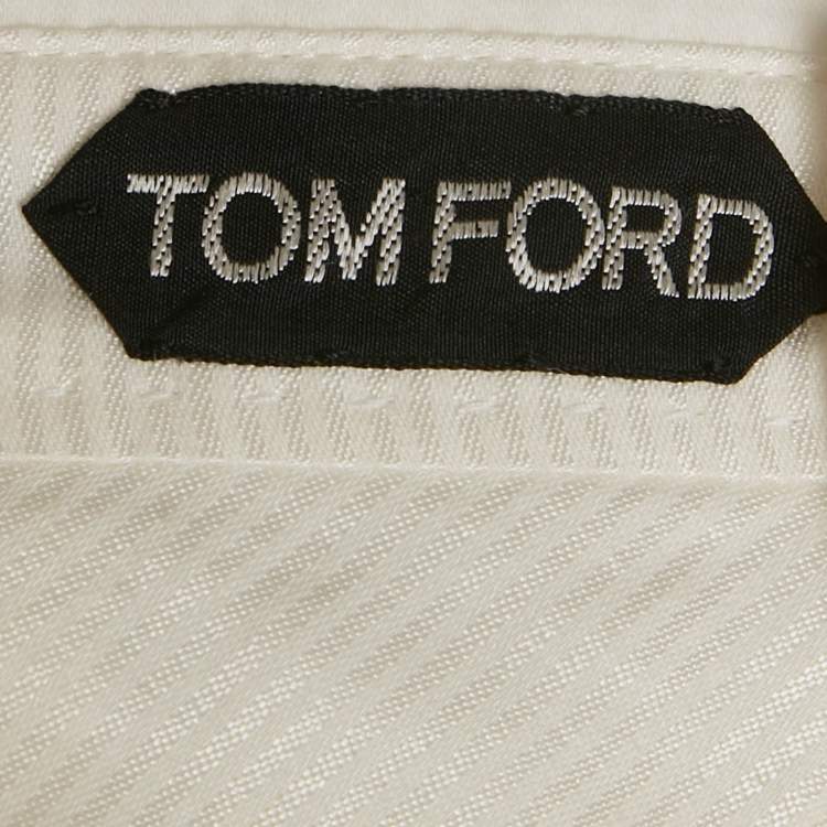 Pre Owned Tom Ford White Cotton Blend Regular Fit Trousers S