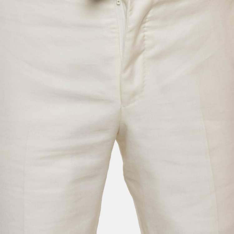 Pre Owned Tom Ford White Cotton Blend Regular Fit Trousers S