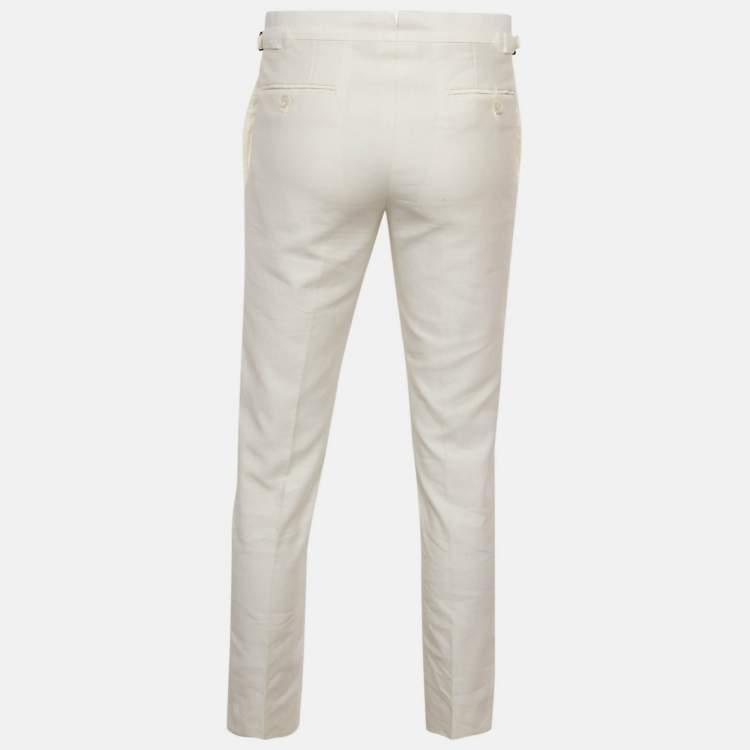 Pre Owned Tom Ford White Cotton Blend Regular Fit Trousers S