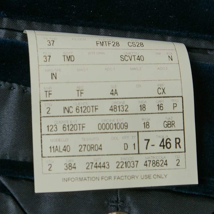 Pre Owned Tom Ford Blue Velvet Fit A Blazer S