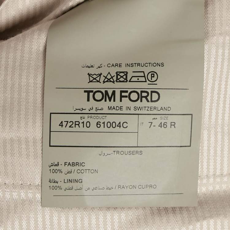 Pre Owned Tom Ford Beige Cotton Formal Trousers S