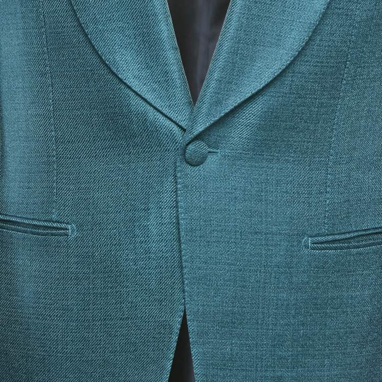Pre Owned Tom Ford Teal Blue Basket Weave Shelton Blazer S