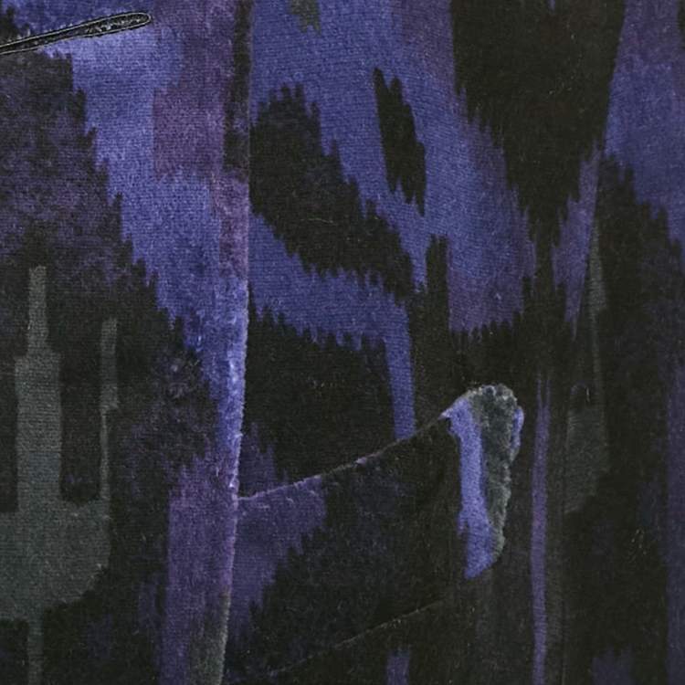 مملوكة مسبقًا Tom Ford Blue Patterned Velvet Fit Z Blazer M