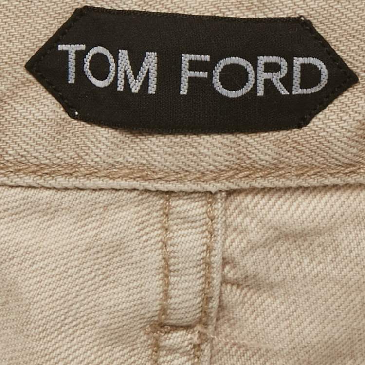 مملوكة مسبقًا Tom Ford Beige Denim Slim Fit Jeans L/Waist 34"