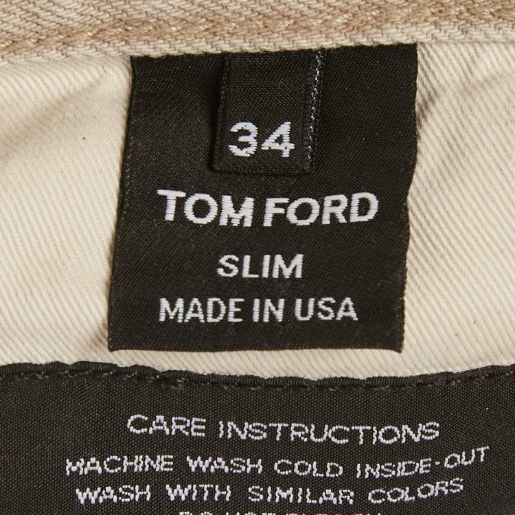مملوكة مسبقًا Tom Ford Beige Denim Slim Fit Jeans L/Waist 34"