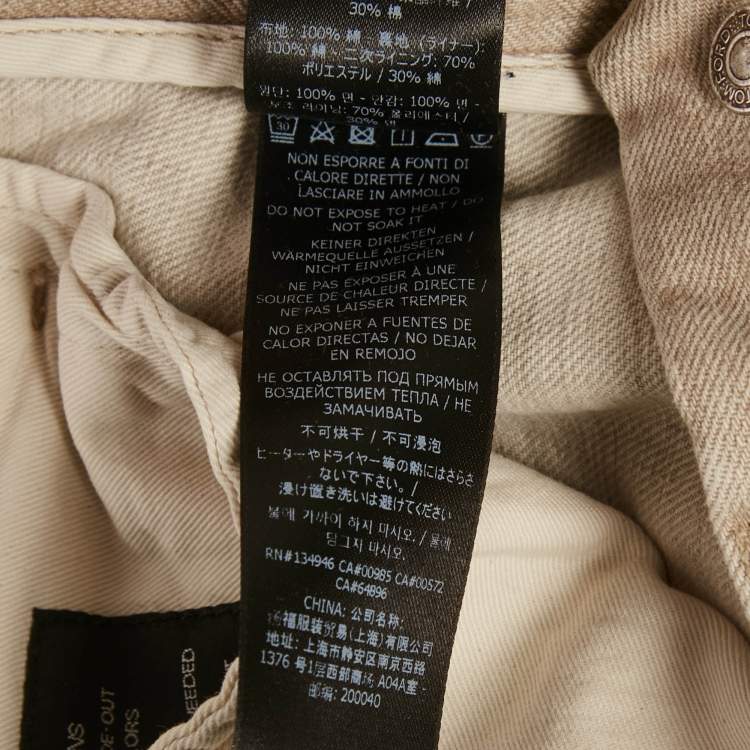 مملوكة مسبقًا Tom Ford Beige Denim Slim Fit Jeans L/Waist 34"