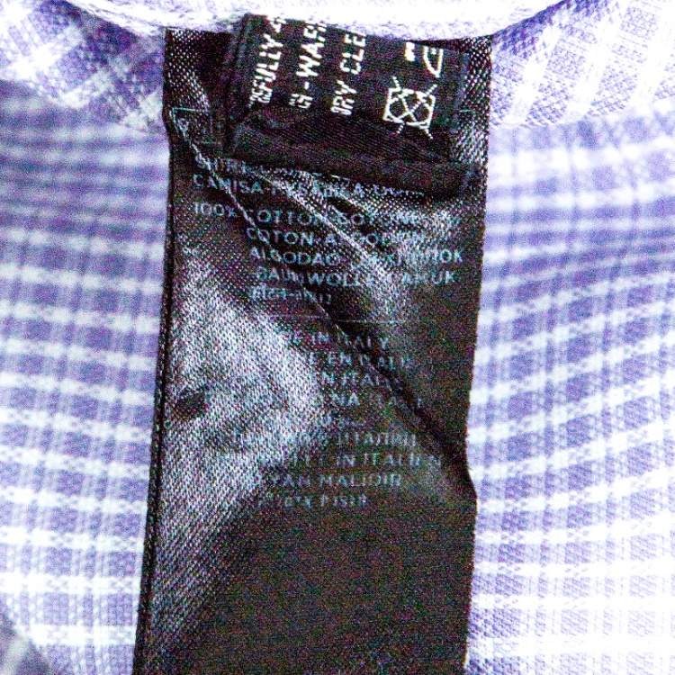 Pre Owned Tom Ford Purple and White Checkered Cotton Button Front Shirt L