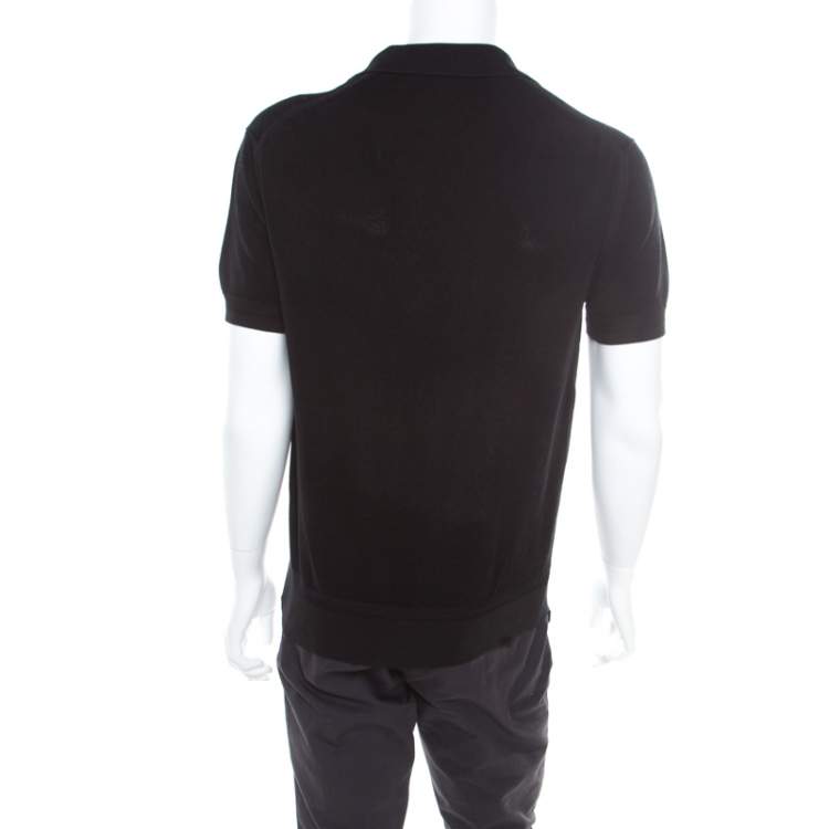 Pre Owned Tom Ford Black Tricot Knit Short Sleeve Polo T-Shirt XXL