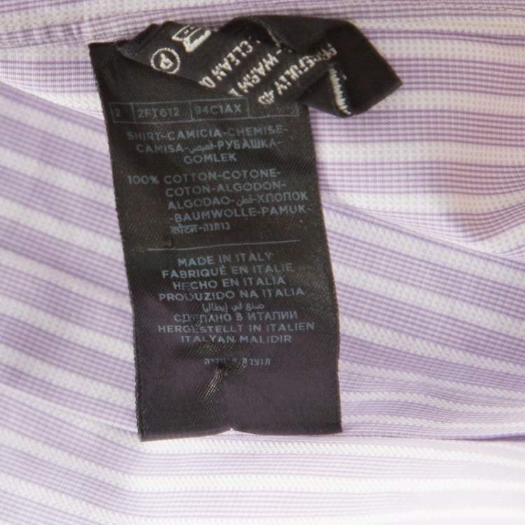 Pre Owned Tom Ford Purple and White Striped Cotton Long Sleeve Button Front Shirt L