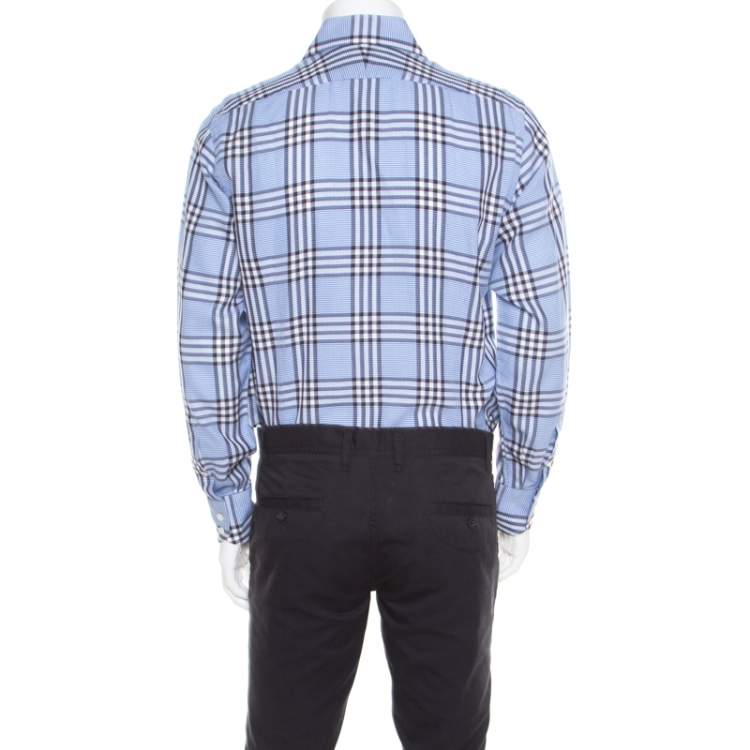 Pre Owned Tom Ford Blue Checked Cotton Long Sleeve Button Front Shirt XL