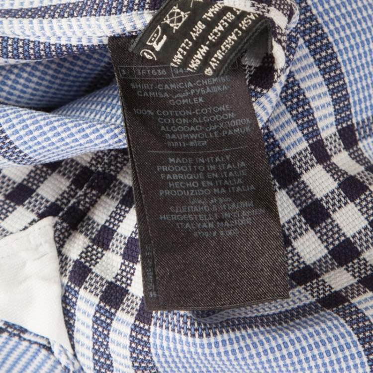 Pre Owned Tom Ford Blue Checked Cotton Long Sleeve Button Front Shirt XL