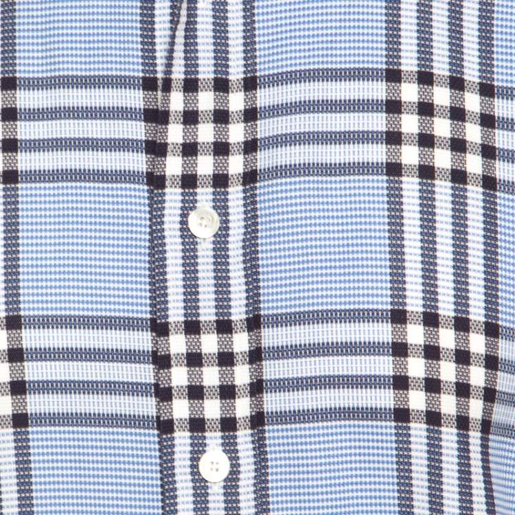 Pre Owned Tom Ford Blue Checked Cotton Long Sleeve Button Front Shirt XL