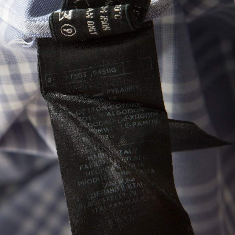 مملوكة مسبقًا Tom Ford Blue and White Plaid Checked Cotton Long Sleeve Shirt M