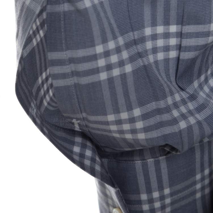 مملوكة مسبقًا Tom Ford Blue and White Plaid Checked Cotton Long Sleeve Shirt M