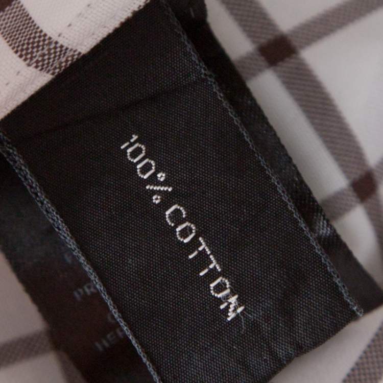 Pre Owned Tom Ford Brown and White Checked Cotton Long Sleeve Button Front Shirt XL