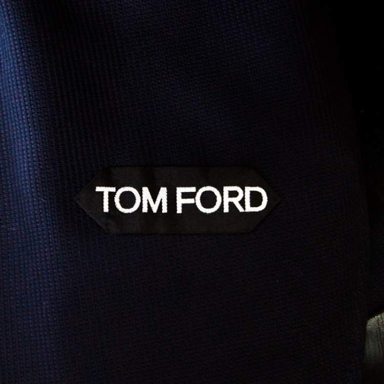 Pre Owned Tom Ford Navy Blue Waffle Textured Cotton Canvas Buckley Jacket L